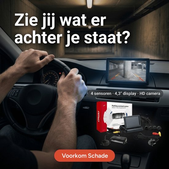 AMiO Parkeerhulpsysteem TFT01 4 3 inch LCD Beeldscherm - HD501IR Camera 4 Sensoren Wit