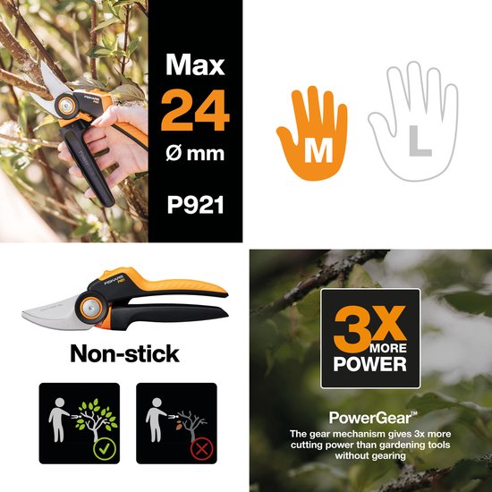 Fiskars Snoeischaar - X-series Bypass Takkenschaar - Maat M - Tuinschaar - PowerGear™ technologie - Tuingereedschap