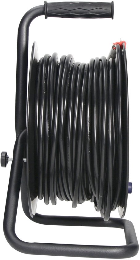 ORNO Stekkerdoos Kabelhaspel met 4 vaste stopcontacten - Verlengsnoer Schuko (type F) - 50m Verlengkabel voor buitengebruik en camping - PVC H05VV-F 3x1.5mm2 - MAX 3200W / 13.9A voor Nederland