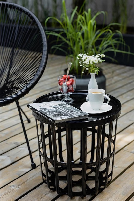 BranQ - Bijzettafel - Salontafel - Rond - Met opbergmand - 40 x 40 x 40 cm - Zwart