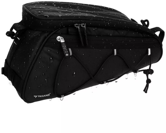 Trizand Fietstas - bagagedrager - 3-vaks - waterdicht - zwart - 16 liter - fietstas