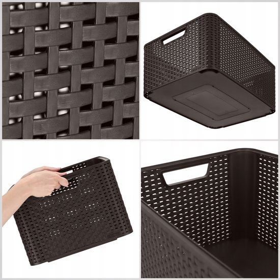 Curver Rattan Style Opbergmand L - Met Deksel - 36.4 liter - Bruin