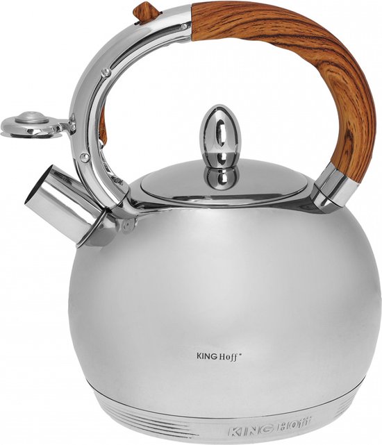 Kinghoff 3778 - Fluitketel - RVS - 3 liter - houten handvat