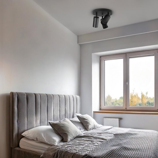 Maclean MCE362 B - Plafondlamp - 3x GU10 - Matzwart - Aluminium