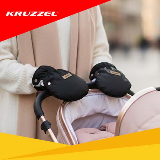 Bigstren Warme kinderwagenhandschoenen met fleecevoering – zwart