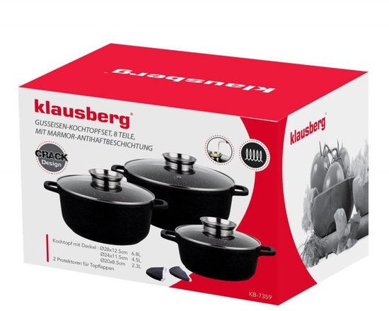 Klausberg 7359 pannenset - 8 delig - Gesmeed Aluminium - Alle warmtebronnen
