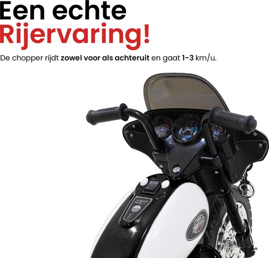 Elektrische politie chopper - trike - motor voor kinderen tot 25kg max 1-3 km/h zwart - kids motor - kindermotor - politiemotor