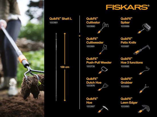 Fiskars Quikfit Schoffel - Tuingereedschap - Onkruidverwijderaars - Tuinhak van Gehard Staal