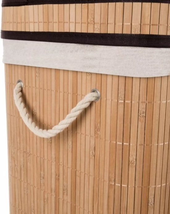 Ruhhy Wasmand dubbel - bamboe - 100 liter - 60 x 54 cm - lichte en donkere was - natuurlijke look