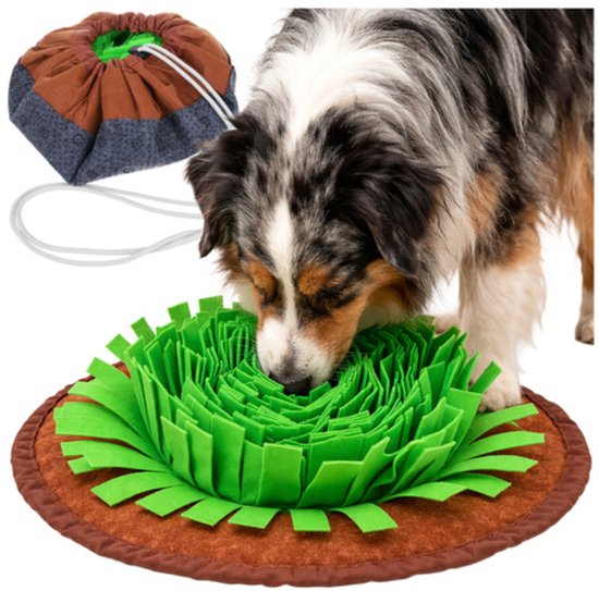 Purlov Grote snuffelmat voor honden en katten met antislip en verstelbaar trekkoord 48 x 48 cm