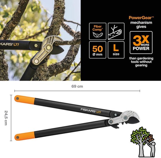 Fiskars PowerGear L77 69cm takkenschaar