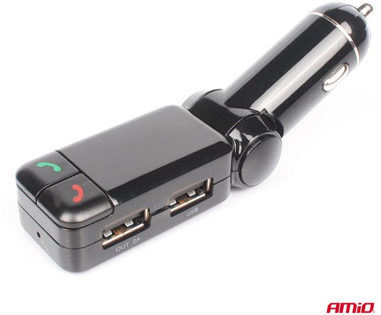 Car FM Transmitter - 2xUSB-A - 12V/24V - Bluetooth - Handsfree Bellen - Compact en Vouwbaar