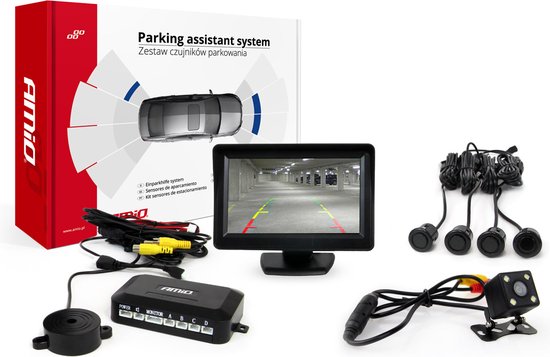 Parkeerhulpsysteem TFT01 4,3" met HD 315 LED 4 sensoren zwart "GOLD".