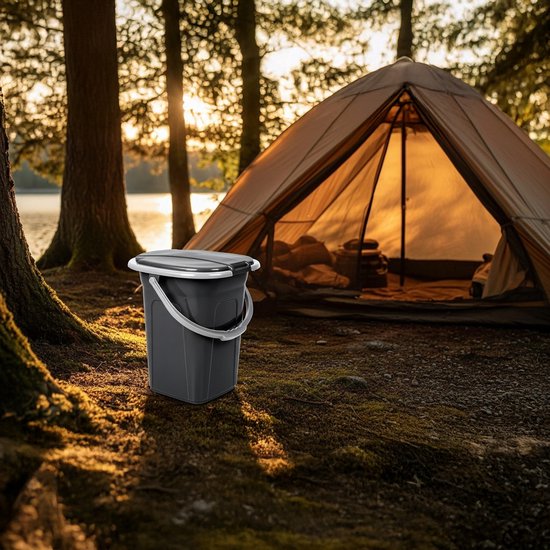 Campingtoilet 19L - Mobiele toiletemmer Reistoilet Toiletemmer Toilet Mobiele camping Antraciet