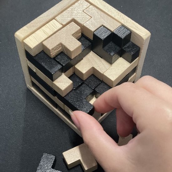 Houten 3D Puzzel | Kubus | Tetris puzzel | 50 delig | Breinbreker