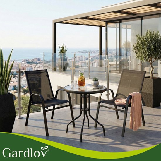 GARDLOV balcony garden furniture set, table + 2 chairs, for terrace, balcony and garden