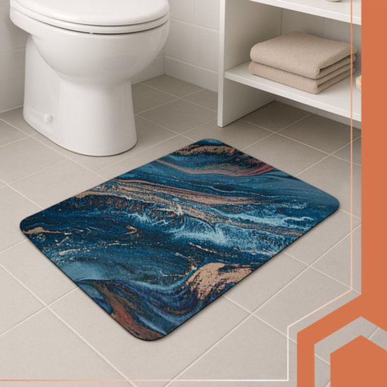 Ruhhy badmat 60x40 cm – marmerlook, absorberend, antislip