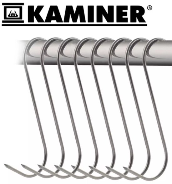Kaminer RVS Rookscharen Set – 15 Vleeshaken voor Vlees & Vis