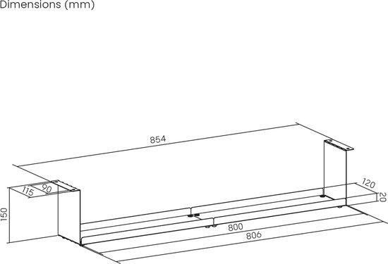 Maclean - Compacte kabelgoot voor onder het bureau, max. belasting 5kg, zwart, MC-107 B