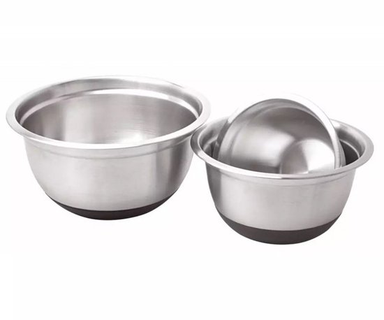 Klausberg KB7388 RVS Mengkom Set - 3-deligs (1.6L, 3L & 5L) - Antislip Silicone Basis - Stapelbaar - Moderne Satijn Afwerking