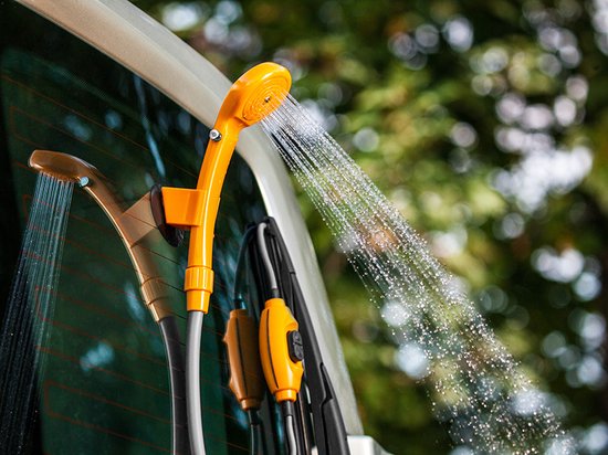 Tracer CampPump 12V Elektrische Camping Douche - Campingdouche - Draagbare Douche - Kampeerdouche - Oranje