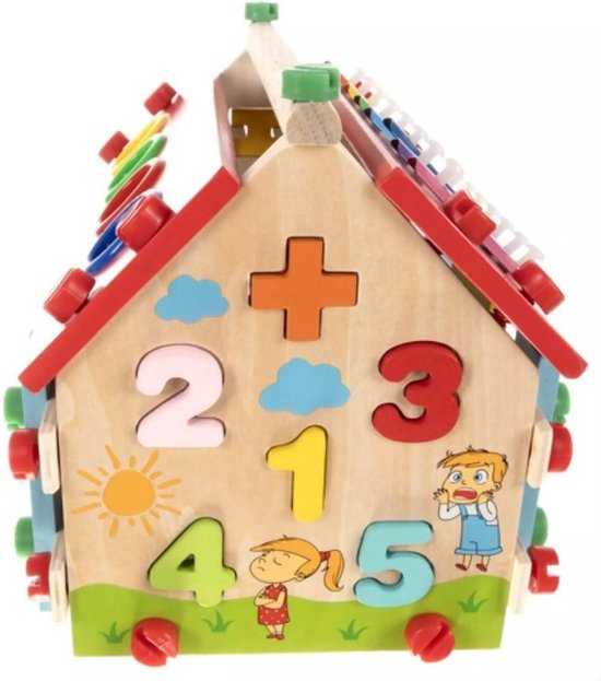 Activity-Center Houten Huis - Montessori Speelgoed - Muziek Maken - Getallen Leren - Tellen