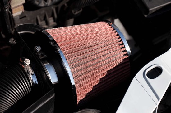 AMiO Open Luchtfilter Sport Filter met Cold Air Intake & 3 Adapters Rood