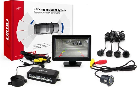 Parkeerhulpsysteem TFT01 4,3" met HD 315 LED 4 sensoren zwart "GOLD".