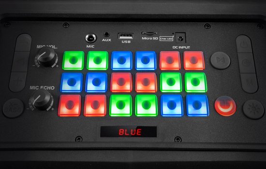 Krüger & Matz Draadloze Draagbare Bluetooth DJ Party Speaker - RGB Verlichting - Inclusief Draadloze Microfoon - Geluidseffecten - Koppelbaar - Boombox - 30W - Zwart
