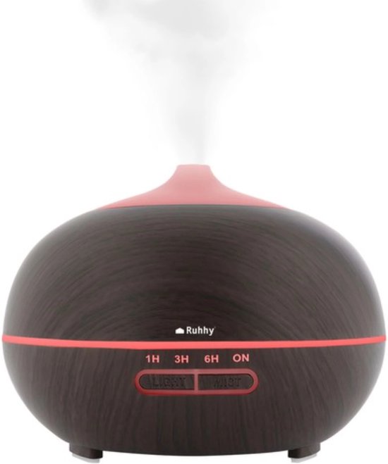 Ruhhy Aroma Diffuser - 400ml Luchtbevochtiger met Ionisator en LED Lamp