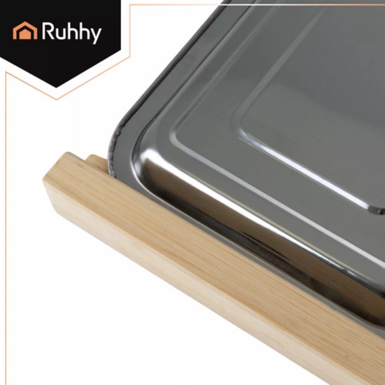 Trizand Ruhhy Bamboe snijplank met 2 uittrekbare RVS bakjes 40 x 28,5 cm voor overzichtelijk koken