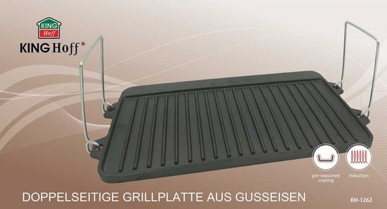 Kinghoff KH-1262 - 44x24 cm - grillplaat omkeerbaar - Gietijzeren