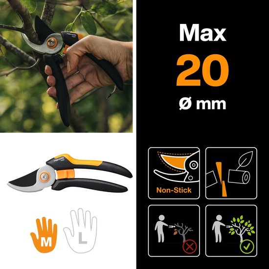 Fiskars Snoeischaar - P321 Bypass Takkenschaar - Maat M - Tuinschaar - Softgrip Handvat - Tuingereedschap