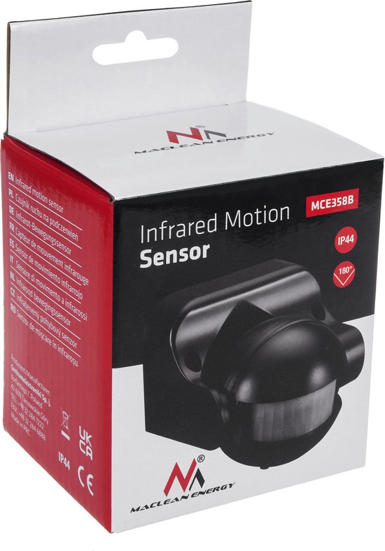 Maclean - LED-lamp met bewegingsmelder | 800/1200W - IP44 - Zwart