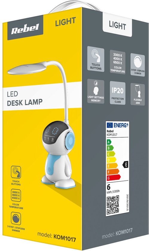 Rebel KOM1017 - LED bureaulamp robot, kids, wit