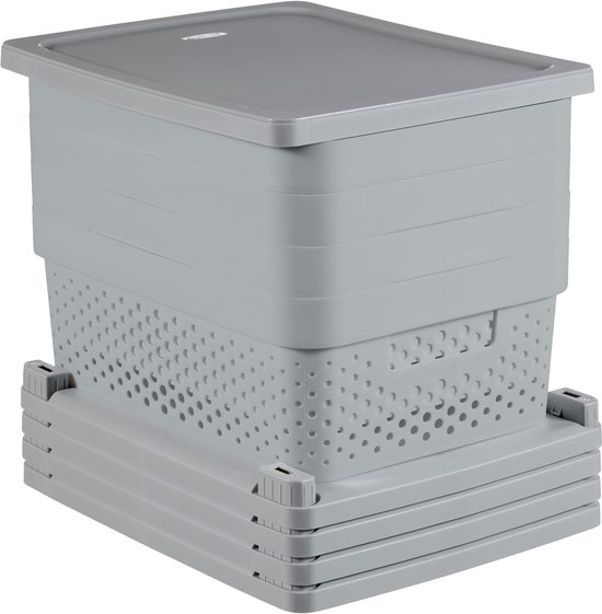 Curver Infinity Dots Ladesysteem - 4 lades van 11L - met wieltjes - 36x30×66 cm - Grijs