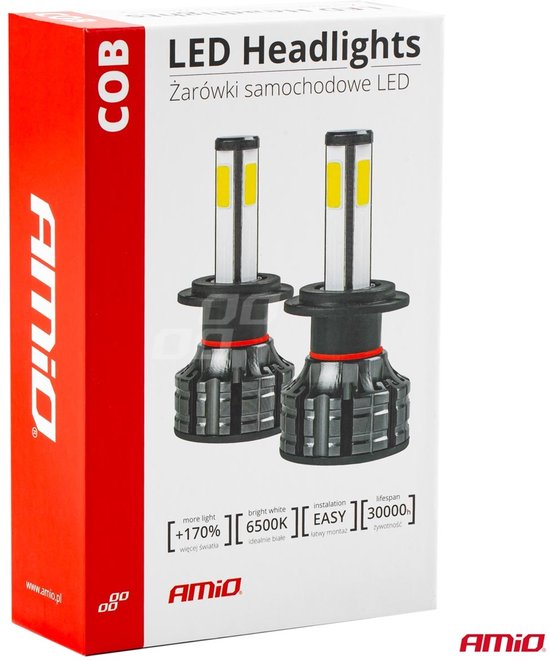 AMiO LED Koplampen COBserie H4 Dimlichten Wit
