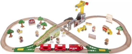 Kruzzel Houten Treinset: Stimuleer Creativiteit en Motoriek bij Kinderen