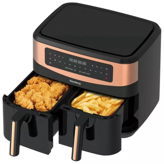 Klausberg KB-7589 - Dubbele Heteluchtfriteuse - 2x4.5L - Digitaal - Gezond Koken