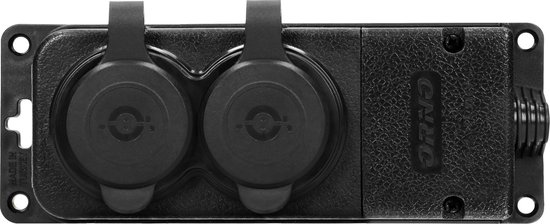 Heavy-duty opbouw wandcontactdoos / Verlengstopcontact met afdichting - Vochtbestendig rubber IP44 - Brandwerend - 2-Voudig