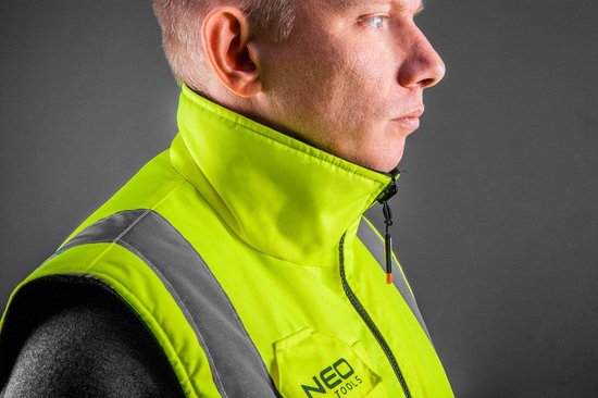 Neo Tools Bodywarmer Reflectie Maat L Waterproof Reflectie Materiaal Lange Rug Hoge Kraag 100% Polyester Buitenkant 100% Polar Fleece Binnenkant