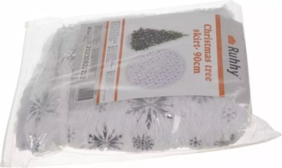 Ruhhy Kerstboommat 90cm - Luxe en Stijl met Zilveren Sterren en Sneeuwvlokken