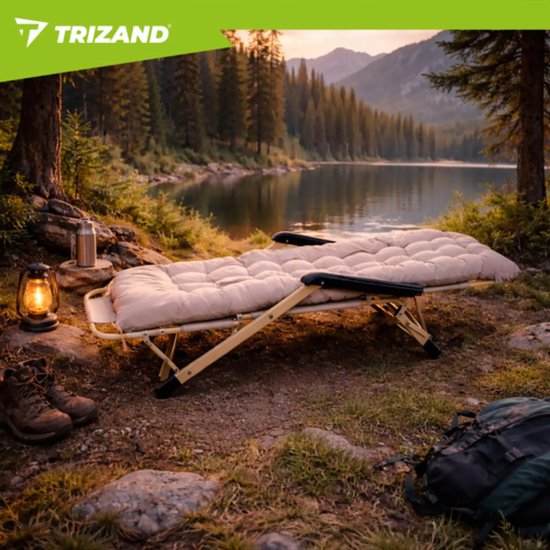 Trizand 3-in-1 tuinligstoel voor terras, tuin of strand met verstelbare rugleuning, beensteun en dik wasbaar kussen