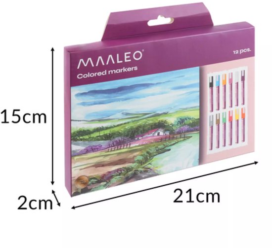 Maaleo Acrylstiften set van 12 – decoratieve waterdichte verfmarkers voor glas, hout, textiel en creatieve DIY-projecten