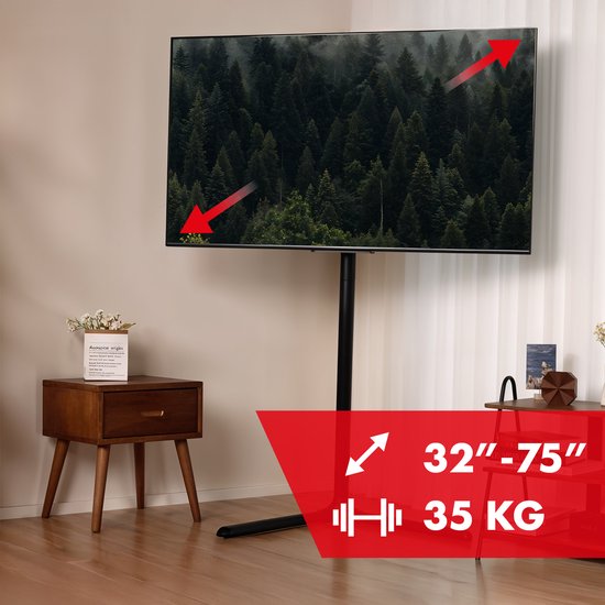 Maclean - TV-statiev - TV-houder - vloersteun voor TV, 32-70" - Vloerstandaard TV steun - max. VESA 400x400, max. 40 kg - MC-494 - Zwart