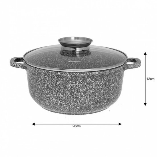 Klausberg 7523 - Kookpan met deksel - marmer grijs - 26 cm - 5.6 liter