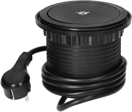 Pop-up stekkerdoos met Qi draadloze oplader - 3 Stopcontacten - USB-A+C - Quickcharge 3.0