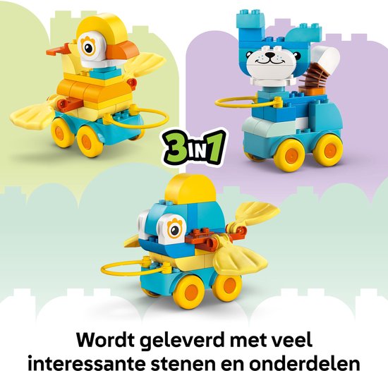 LEGO DUPLO 3-in-1 Dieren op Wielen Peuterspeelgoed - 10448