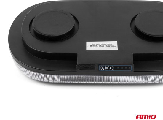 AMiO Oranje LED Batterij Zwaailicht Noodverlichting met Afstandsbediening en Dubbele Magneet 12/24V Oplaadbaar - ECE R65 en R10 gecertificeerd openbare weg