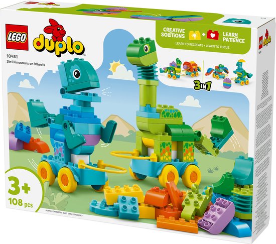 LEGO® DUPLO® Stad 3-in-1 Dinosaurussen op Wielen - 10451
